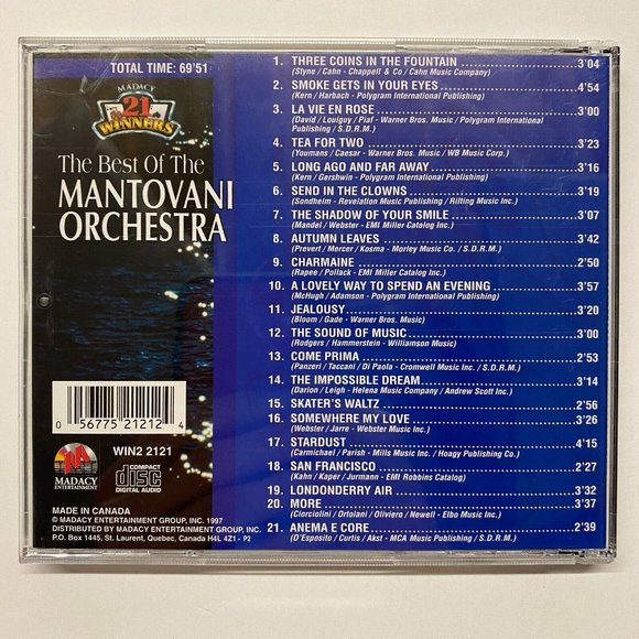 The Best of the Mantovani Orchestra [Madacy 1997] by Mantovani (CD, 1997) - Picture 3 of 3